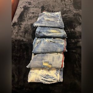 Embellished Moto Jeans 5 pair,size 36/38 Deluxe Bundle